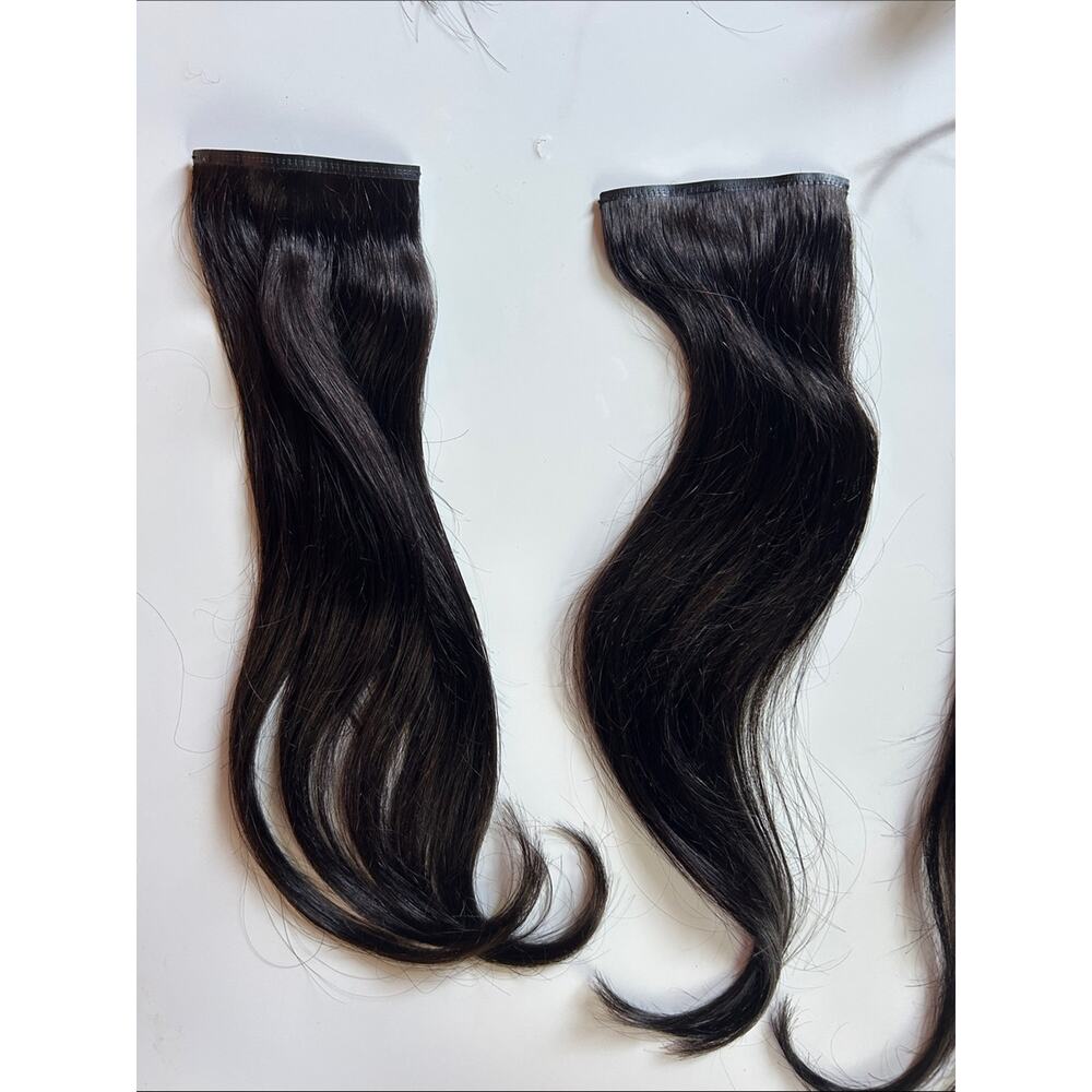 Luxy Seamless Clip In Hair Extensions 16” Inch 140g 1B Off Black Remy Human Hair - Picture 5 of 16